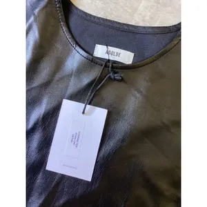 Agolde Corrine Tee Leather Draped Shell Top Black Detox A7440-1287 Women S NEW thumbnail 2