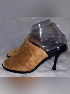 Free People NWT Women Size 36.5 / 6.5 Cognac Brown Suede Leila Heeled Mule Heels thumbnail 3