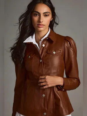 Anthropologie Faux Leather Corset Puff-Sleeve Jacket thumbnail 5