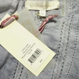 NWT LoveShackFancy Natasha Mini in Washed Denim Hand Dye Ruffle Cotton Dress M thumbnail 10