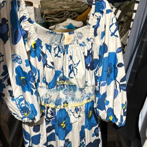 Anthropologie Plenty by Tracy Reese Off-The-Shoulder Puff-Sleeve Smocked Dress thumbnail 4