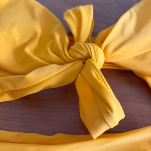 Aerie Womens Yellow Scoop Front Knot Halter Bikini‎ Top Size Medium thumbnail 2