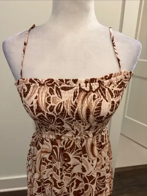New With Tags BeCool Mocha Floral Midi Dress Sz M thumbnail 6
