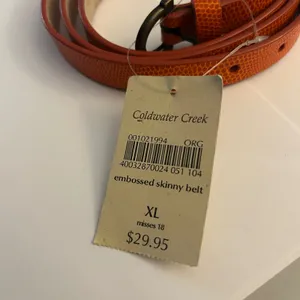 Coldwater Creek Burnt Orange Embossed Skinny Belt XL‎ Misses 18 NEW thumbnail 6