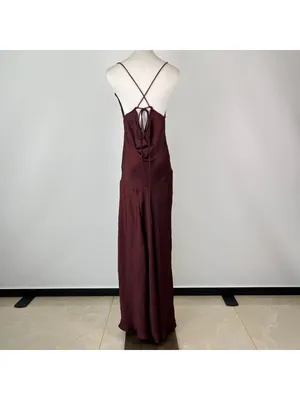 NWOT Farm Rio Ruffled Sleeveless V-Neck Maxi Dress Burgundy Size S thumbnail 12