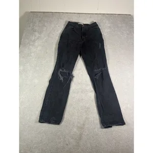 Abercrombie & Fitch The 90s Straight Ultra High Rise Jeans 27/4 Black Curve Love thumbnail 3