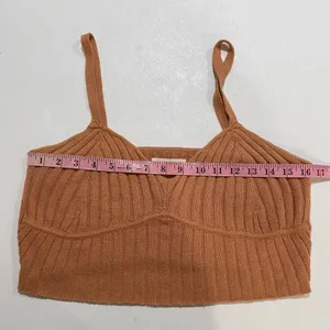 Aeropostale Ribbed Knit Cami Tank Brown Y2K Soft Girl Crop Top M thumbnail 5