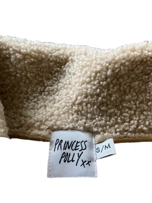 Princess Polly Moondance Faux Sherpa Aviator Jacket Beige Size S/M Neutral Fall thumbnail 3