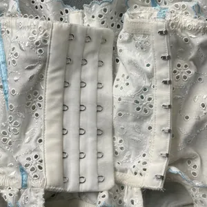 For Love & Lemons Eyelet Corset Top Size M White Blue Ribbon SKBR1513-SU21 thumbnail 6