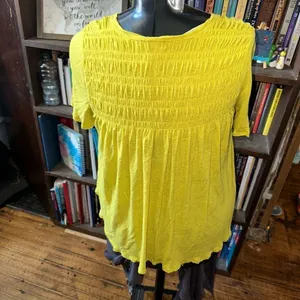 Free People smocked shoulders flowy knit boho M top thumbnail 2