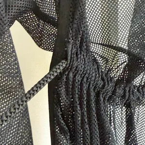 Mesh Beachy Relaxed Moody Goth Sheer Coverup Dress OS Black thumbnail 7