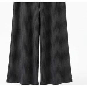 OLIA Womens Black Ribbed Knit Wide Leg Pants Palazzo Office Est XS Whimsigoth thumbnail 4