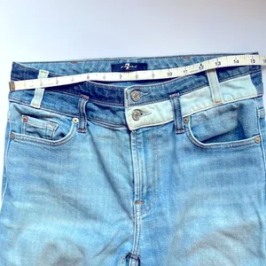 7 For All Mankind jeans high waisted, 2 tone crop jeans- y2k thumbnail 6