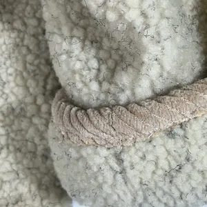 Cozy Sherpa Reversible Jacket W/Corduroy Trim Womens‎ Petite LG Cream & Tan NEW thumbnail 5