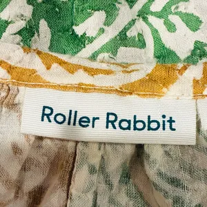 Roller Rabbit mixed print orange green brown &white boho patterned cotton top. L thumbnail 6