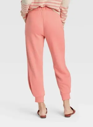 NWT Women’s Mid Rise Jogger Joggers Pants Coral Pink Size M thumbnail 2