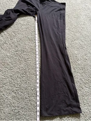 Lauren Ralph Lauren Black Flare Wide Leg Mid Rise Leggings Yoga Pants Womens L thumbnail 5