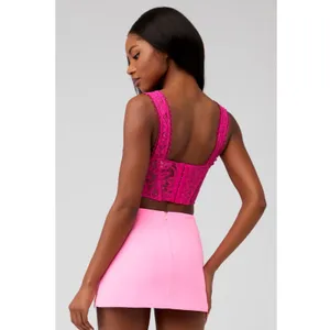 For Love & Lemons Women's Sammie Corset Top Lace Romantic Hot Pink S‎ $149 thumbnail 4