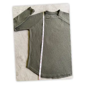 American Eagle Olive Green Waffle Knit Thermal Top Long Sleeve Women's XS thumbnail 3