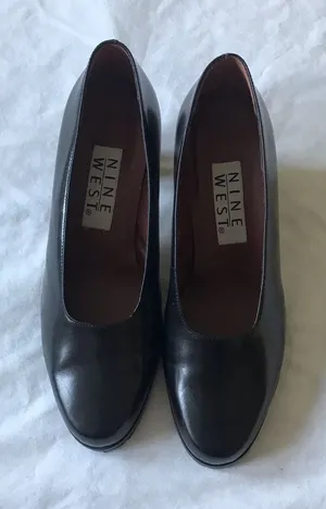 Nine West Black Lug Heeled Leather Loafers thumbnail 1