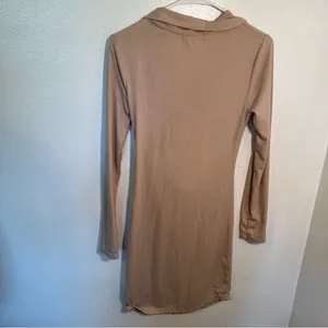 Birch and Stone Women's Size Large Ribbed Mini Dress Beige Cut‎ Out Cinched thumbnail 9
