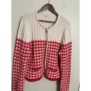 J.Crew Textured Crochet Lady Jacket in Moroccan Sand Red size XL Coastal Cottage thumbnail 4