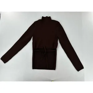 Babaton Aritzia Sweater Sz Xs Sculpt Knit Tie Open Back Ribbed Brown Mockneck​ thumbnail 10