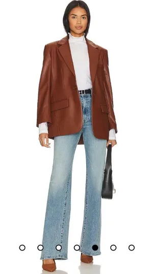 Imaan Faux Leather Blazer in Cognac thumbnail 4