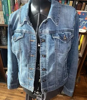 Style & Co denim distressed elevated basics minimalist L jacket thumbnail 1