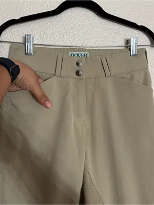 Dover Saddlery silicon knee patch horse riding breeches tan color size 26 thumbnail 3