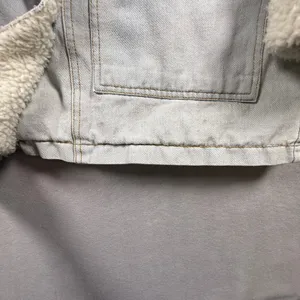 Ashley Vintage Charm Light Wash Denim Faux Shearling Lined Jacket JKJR1144 Small thumbnail 5