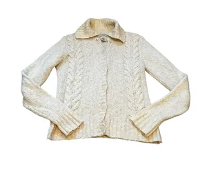 Vintage LL Bean Fishermen Cable Knit Cardigan Sweater Preppy Grunge Cabin Small thumbnail 1