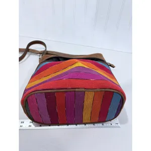 Cedano Guatemala Woven Stripe Leather Crossbody Bag‎ Boho Artisan Color thumbnail 11