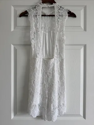 Free People Intimately White Lace Backless Mini Dress Small Bridal thumbnail 5