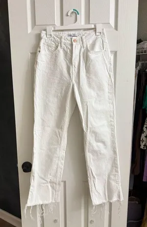 Zara Women's Z1975 Straight Leg White Jeans thumbnail 1