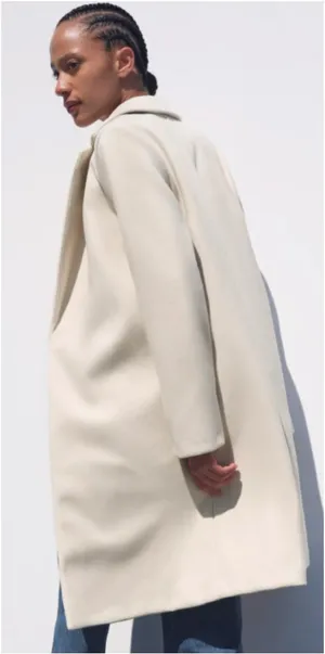 Zara Cream Lapel Open Front Trench Coat Size S thumbnail 1