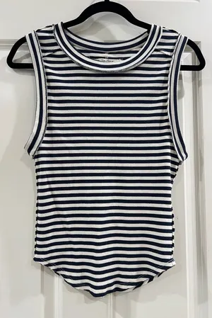 We The Free Striped Ribbed Tank Top – Navy/White – Size M thumbnail 1