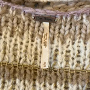 Free People Limbo Chunky Crochet Sweater in Neutral Multi Stripe thumbnail 4