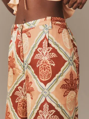 Farm Rio x Anthropologie Pineapple Satin Wide-Leg Pants - Medium thumbnail 3