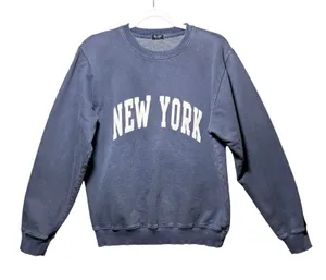 John Galt Brandy Melville‎ New York Crewneck Sweatshirt Faded Navy Blue Pullover M thumbnail 1