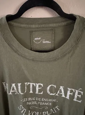 Aerie Graphic Print Green Relaxed Fit Crew Neck Short Sleeve T-Shirt Size S thumbnail 2