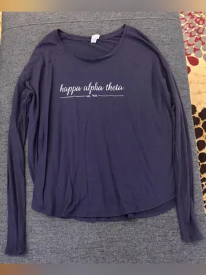 Bella Canvas Navy Long-Sleeve Kappa Alpha Theta Tee thumbnail 1