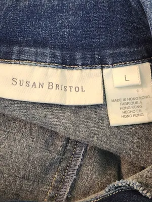 Susan Bristol Womens Cropped Jean Jacket with Raw Edge Trim Size Large thumbnail 8