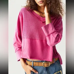 Boho patchwork oversized cropped Vneck 3/4 sleeve NEW thumbnail 7