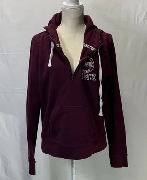 PINK Victoria’s Secret Burgundy Eggplant Hoodie Size Large thumbnail 1