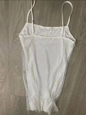 Lush Clothing White Beaded Mesh Slip Dress thumbnail 3