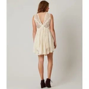 ✨FREE PEOPLE Don't You Dare Sz Medium Dress in Neutral Combo✨ thumbnail 6