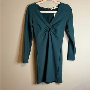 Abercrombie & Fitch Green Ring-Front Long Sleeve Mini Dress XS NWT Wedding Guest thumbnail 2
