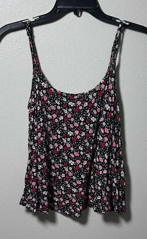 Divided by H&M Women Floral Black Top Spaghetti‎ strap size 6 thumbnail 1