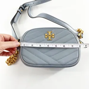 Tory Burch Kira Chevron Leather Small Crossbody Bag Purse Cloud Blue thumbnail 3